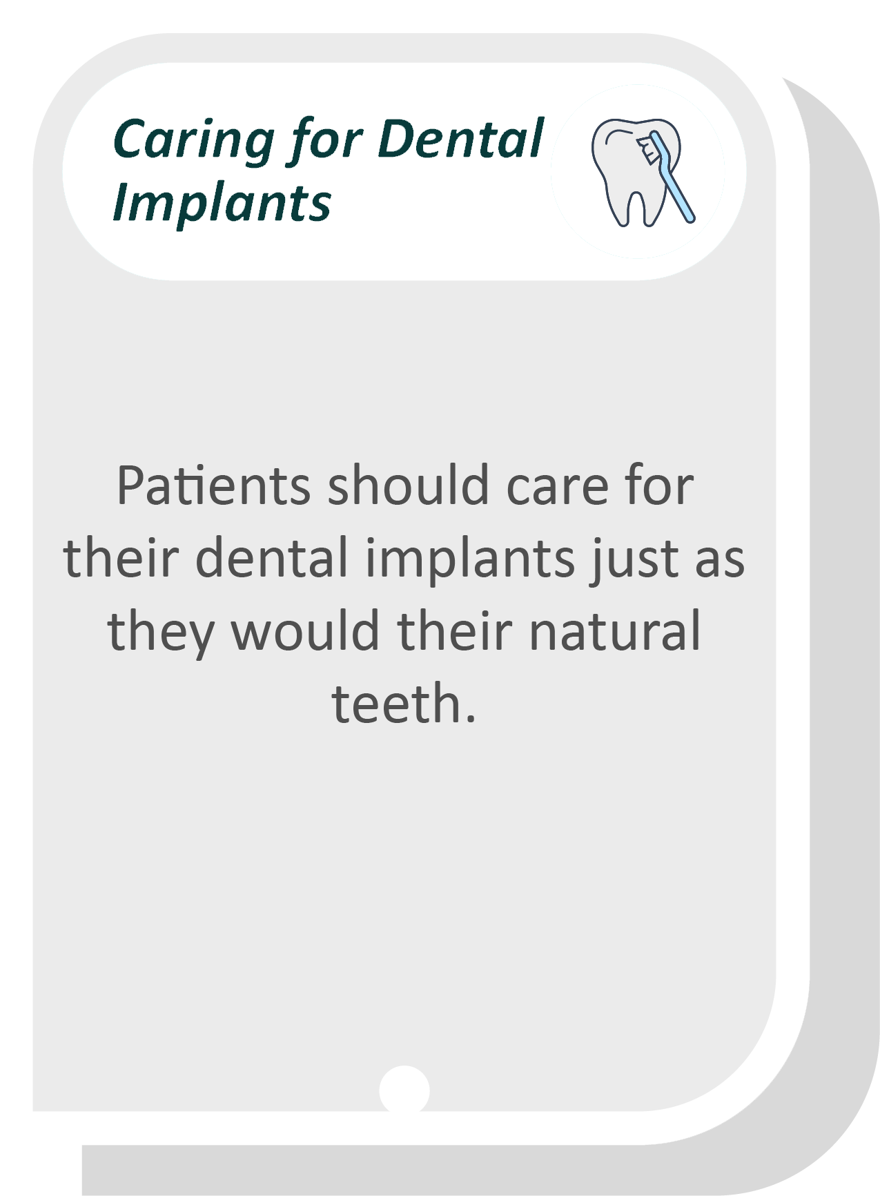 Dental implants infographic: Patients should care for their dental implants just as they would their natural teeth.